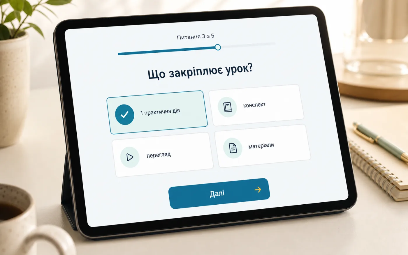 Макет тесту після уроку в кабінеті 4qLife