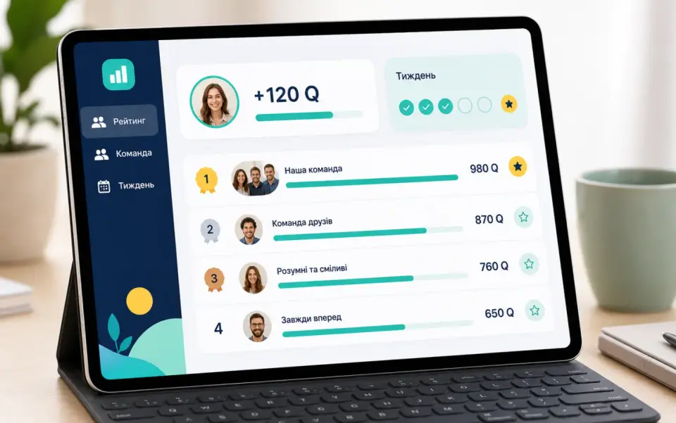 Макет рейтинга команды в кабинете 4qLife