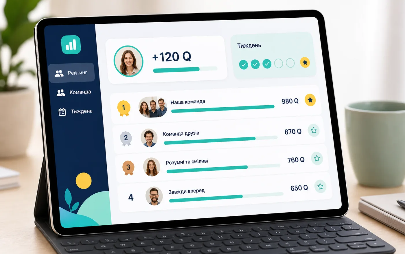Макет рейтингу команди в кабінеті 4qLife